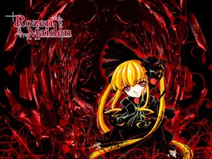 Rating: Safe Score: 0 Tags: 1girl blonde_hair bow copyright_name dress hair_ribbon image logo long_hair looking_at_viewer rachel_alucard red_eyes ribbon rose shinku solo twintails very_long_hair User: admin