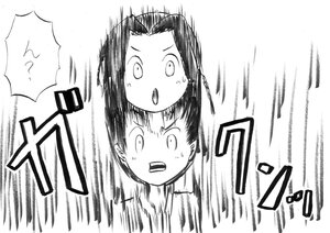 Rating: Safe Score: 0 Tags: 1girl :o bangs comic doujinshi doujinshi_#149 emphasis_lines greyscale image monochrome multiple open_mouth parted_bangs solo surprised sweat wide-eyed User: admin