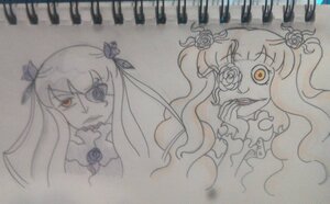 Rating: Safe Score: 0 Tags: 1girl barasuishou flower hair_flower hair_ornament image kirakishou long_hair pair rose suigintou traditional_media watercolor_(medium) User: admin