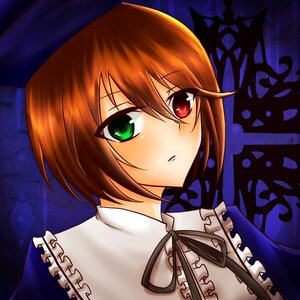 Rating: Safe Score: 0 Tags: 1girl black_neckwear black_ribbon blush dress frilled_shirt_collar frills green_eyes hat heterochromia image looking_at_viewer neck_ribbon red_eyes ribbon short_hair solo souseiseki suiseiseki upper_body User: admin