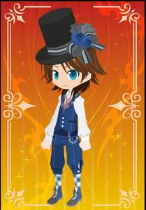 Rating: Safe Score: 0 Tags: 1girl argyle blue_eyes boots brown_hair hat image pants short_hair solo souseiseki sparkle top_hat vest User: admin