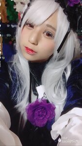 Rating: Safe Score: 0 Tags: 1girl bangs eyelashes flower hair_flower hair_ornament lips lipstick long_hair looking_at_viewer makeup purple_flower purple_rose red_eyes red_flower red_lips rose solo suigintou white_hair User: admin