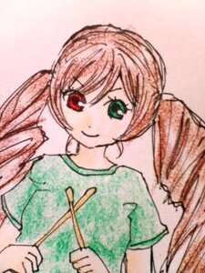 Rating: Safe Score: 0 Tags: 1girl bangs closed_mouth eyebrows_visible_through_hair green_eyes green_shirt heterochromia image long_hair looking_at_viewer pink_background pink_hair puffy_short_sleeves puffy_sleeves red_eyes shirt short_sleeves simple_background smile solo suiseiseki twintails upper_body User: admin