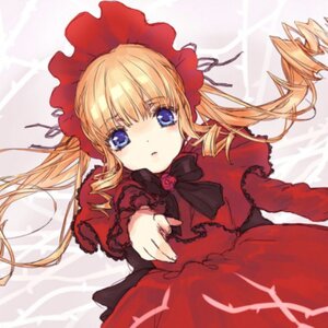 Rating: Safe Score: 3 Tags: 1girl blonde_hair blue_eyes blush bonnet bow bowtie capelet dress flower image long_hair long_sleeves looking_at_viewer red_capelet red_dress shinku solo twintails User: admin