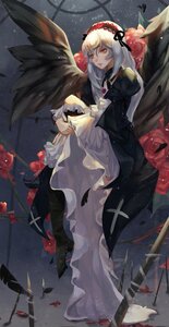Rating: Safe Score: 0 Tags: 1girl black_dress black_legwear black_wings brown_eyes commentary_request dress feathered_wings feathers floating flower frills full_body gothic_lolita grey_background hairband highres image joan82610 juliet_sleeves levitation lolita_fashion lolita_hairband long_hair long_sleeves photoshop_(medium) planted puffy_sleeves red_eyes red_flower red_rose rose rozen_maiden silver_hair solo suigintou weapon wide_sleeves wings User: admin