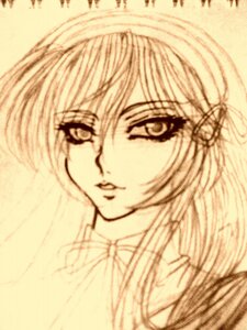 Rating: Safe Score: 0 Tags: 1girl face image lips looking_at_viewer monochrome sepia smile solo suigintou yakumo_ran User: admin