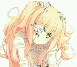 Rating: Safe Score: 0 Tags: 1girl bangs blonde_hair flower frills green_eyes hair_flower hair_ornament image kirakishou long_hair rose simple_background solo thorns upper_body white_flower white_rose yellow_rose User: admin