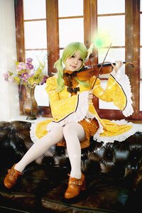 Rating: Safe Score: 0 Tags: 1girl blonde_hair dress flower instrument kanaria pantyhose shoes sitting solo violin window yellow_dress User: admin