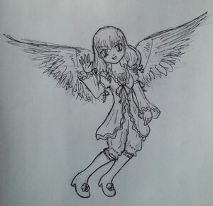 Rating: Safe Score: 0 Tags: 1girl angel angel_wings barefoot dress feathered_wings frills full_body greyscale image long_hair long_sleeves looking_at_viewer monochrome smile solo standing suigintou traditional_media underwear wings User: admin