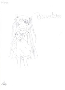Rating: Safe Score: 0 Tags: 1girl auto_tagged barasuishou blush dated dress hair_ribbon image long_hair monochrome ribbon signature solo striped two_side_up User: admin