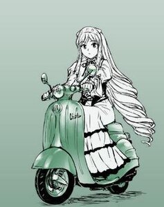 Rating: Safe Score: 0 Tags: 1girl dress green_theme ground_vehicle image long_hair long_sleeves monochrome motor_vehicle motorcycle sitting solo suiseiseki very_long_hair User: admin