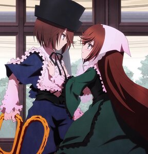 Rating: Safe Score: 0 Tags: 2girls brown_hair dress eye_contact frills green_eyes hat head_scarf image long_hair long_sleeves looking_at_another multiple_girls pair short_hair siblings sisters souseiseki suiseiseki twins very_long_hair User: admin