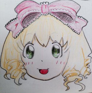Rating: Safe Score: 0 Tags: 1girl bangs bow eyebrows_visible_through_hair face green_eyes grey_background hair_bow hina_ichigo hinaichigo image looking_at_viewer photo pink_bow portrait short_hair simple_background smile solo traditional_media User: admin