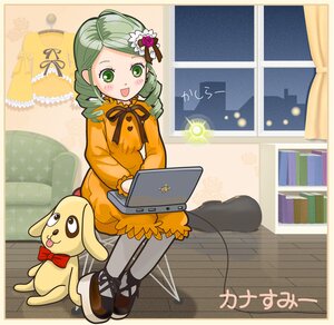 Rating: Safe Score: 0 Tags: 1girl dress drill_hair green_eyes green_hair hair_ornament image kanaria open_mouth smile solo twin_drills window User: admin