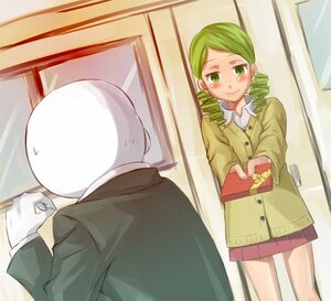 Rating: Safe Score: 0 Tags: 1boy 1girl blush box drill_hair gift gift_box green_eyes green_hair holding holding_gift image kanaria long_hair school_uniform skirt smile solo twin_drills valentine User: admin