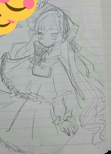 Rating: Safe Score: 0 Tags: 1girl dress frills hairband image long_hair long_sleeves looking_at_viewer monochrome shinku sketch solo traditional_media User: admin