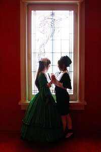 Rating: Safe Score: 0 Tags: 2boys black_hair curtains dress indoors multiple_boys multiple_cosplay standing tagme window User: admin