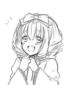 Rating: Safe Score: 0 Tags: 1girl :d auto_tagged blush bow drill_hair eyebrows_visible_through_hair greyscale hair_ribbon hinaichigo image long_sleeves looking_at_viewer monochrome open_mouth puffy_sleeves ribbon short_hair simple_background smile solo upper_body white_background User: admin