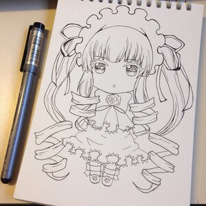Rating: Safe Score: 0 Tags: 1girl dress drill_hair flower image long_hair looking_at_viewer marker_(medium) monochrome photo ringlets rose shikishi shinku solo traditional_media twin_drills very_long_hair User: admin