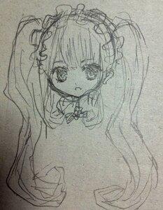 Rating: Safe Score: 0 Tags: 1girl chibi dress image lolita_hairband long_hair looking_at_viewer monochrome photo shinku simple_background sketch solo traditional_media twintails very_long_hair User: admin