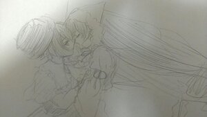 Rating: Safe Score: 0 Tags: 2girls closed_eyes dress image long_hair long_sleeves monochrome multiple_girls pair puffy_sleeves short_hair sketch souseiseki suiseiseki traditional_media very_long_hair yuri User: admin