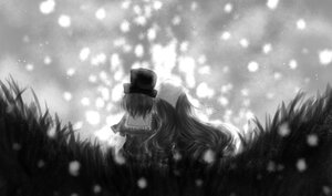 Rating: Safe Score: 0 Tags: 2girls dress greyscale hat image long_hair monochrome multiple_girls pair short_hair snow snowing souseiseki suiseiseki User: admin