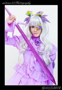Rating: Safe Score: 0 Tags: 1girl auto_tagged barasuishou dress eyepatch flower letterboxed long_hair purple_eyes purple_flower purple_rose rose solo striped sword weapon User: admin