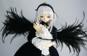 Rating: Safe Score: 0 Tags: 1girl black_ribbon black_wings doll dress flower frills grey_background hairband long_hair long_sleeves looking_at_viewer red_eyes ribbon rose silver_hair simple_background solo suigintou very_long_hair wings User: admin