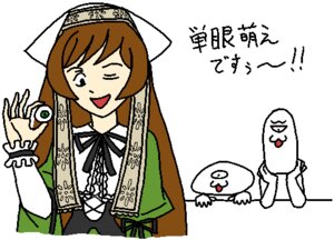 Rating: Safe Score: 0 Tags: 1girl ;d brown_hair dress green_dress head_scarf image long_hair long_sleeves one_eye_closed open_mouth simple_background smile solo suiseiseki upper_body white_background User: admin