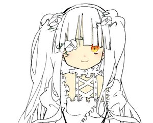 Rating: Safe Score: 0 Tags: 1girl bangs closed_mouth detached_collar dress flower frills image kirakishou long_hair looking_at_viewer puffy_sleeves simple_background smile solo twintails upper_body white_background yellow_eyes User: admin