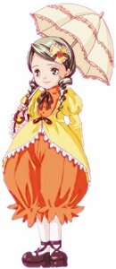 Rating: Safe Score: 0 Tags: 1girl brown_hair dress flower full_body hair_flower hair_ornament holding_umbrella image kanaria long_sleeves orange_dress parasol shoes smile solo standing striped umbrella white_background white_legwear User: admin