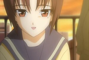 Rating: Safe Score: 3 Tags: 1girl :d bangs blurry brown_eyes brown_hair depth_of_field human image indoors kashiwaba_tomoe looking_at_viewer mole open_mouth sailor_collar school_uniform screenshot serafuku short_hair smile solo sunset tongue upper_body User: admin