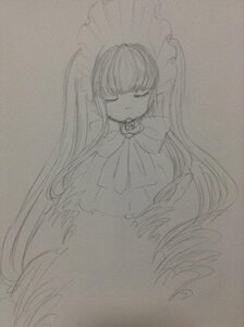 Rating: Safe Score: 0 Tags: 1girl bangs closed_eyes closed_mouth dress eyebrows_visible_through_hair facing_viewer frills image long_hair long_sleeves monochrome photo shinku solo traditional_media very_long_hair User: admin