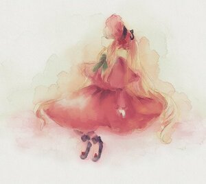 Rating: Safe Score: 0 Tags: 1girl blonde_hair bow dress image long_hair long_sleeves red_dress shinku shoes solo very_long_hair User: admin