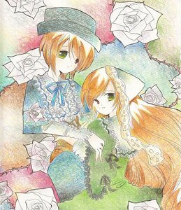 Rating: Safe Score: 0 Tags: 2girls blonde_hair blue_rose dress flower frills green_eyes hat head_scarf heterochromia image long_hair long_sleeves multiple_girls orange_hair pair pink_flower pink_rose purple_rose ribbon rose short_hair siblings sisters smile souseiseki suiseiseki traditional_media twins watercolor_(medium) white_flower white_rose yellow_rose User: admin