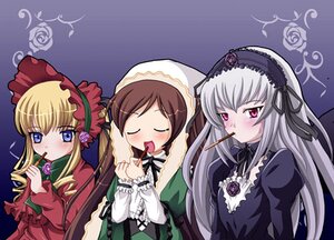 Rating: Safe Score: 0 Tags: 3girls blonde_hair blue_eyes blush bonnet bow brown_hair closed_eyes dress drill_hair eating flower frills hairband image long_hair long_sleeves looking_at_viewer multiple multiple_girls pink_flower rose shinku silver_hair suigintou tagme twintails wings User: admin