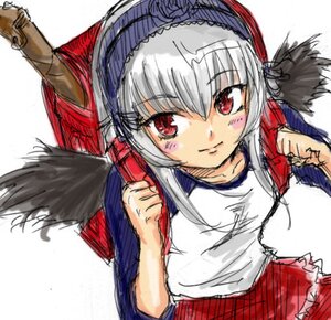 Rating: Safe Score: 0 Tags: 1girl bangs blush image long_hair long_sleeves looking_at_viewer red_eyes silver_hair simple_background sketch smile solo suigintou white_background wings User: admin