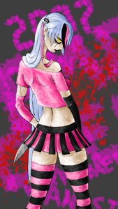 Rating: Safe Score: 0 Tags: 1girl barasuishou hair_ornament image long_hair multicolored_hair skirt solo striped striped_legwear thighhighs yellow_eyes User: admin