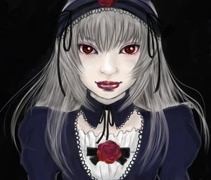 Rating: Safe Score: 0 Tags: 1girl choker dress flower frills hairband image lips long_hair looking_at_viewer pale_skin red_eyes red_flower red_rose rose silver_hair simple_background smile solo suigintou User: admin