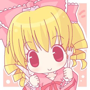 Rating: Safe Score: 0 Tags: 1girl blonde_hair bow drill_hair eyebrows_visible_through_hair frills hat hinaichigo holding_umbrella image long_sleeves looking_at_viewer pink_bow polka_dot ribbon smile solo twin_drills umbrella User: admin