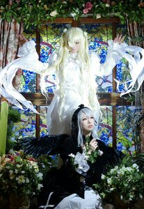 Rating: Safe Score: 0 Tags: angel_wings blonde_hair dress flower long_hair multiple_cosplay multiple_girls plant tagme white_hair window wings User: admin