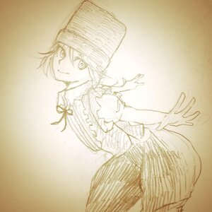 Rating: Safe Score: 0 Tags: 1girl gradient gradient_background hat image looking_at_viewer monochrome ribbon short_hair smile solo souseiseki User: admin