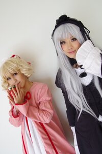 Rating: Safe Score: 0 Tags: 2girls blonde_hair blue_eyes dress flower hairband lips long_hair long_sleeves multiple_cosplay multiple_girls realistic ribbon silver_hair tagme User: admin