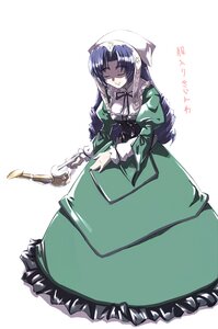 Rating: Safe Score: 0 Tags: 1girl asakura_ryouko closed_eyes dress frills full_body green_dress hat image juliet_sleeves knife kuwatani_natsuko long_hair long_sleeves photoshop_(medium) puffy_sleeves ribbon rozen_maiden simple_background smile solo suiseiseki suzumiya_haruhi_no_yuuutsu tokyo_(great_akuta) voice_actor_connection white_background User: admin