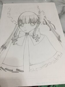 Rating: Safe Score: 0 Tags: 1girl auto_tagged bangs blunt_bangs dress frills greyscale hime_cut image long_hair long_sleeves looking_at_viewer monochrome photo shinku solo traditional_media User: admin