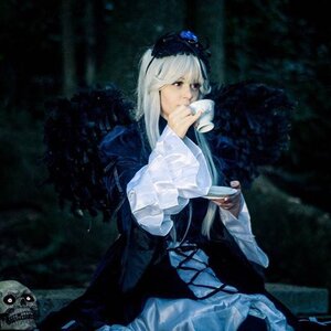 Rating: Safe Score: 0 Tags: 1girl bangs dark dress expressionless long_hair long_sleeves red_eyes sitting solo suigintou white_hair User: admin