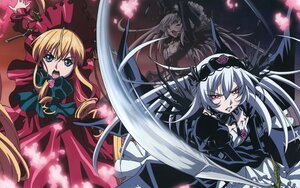 Rating: Safe Score: 0 Tags: 3girls auto_tagged blonde_hair blue_eyes bow dress flower frills hairband image long_hair long_sleeves multiple_girls open_mouth red_dress red_eyes rose shinku silver_hair solo suigintou sword weapon wings User: admin
