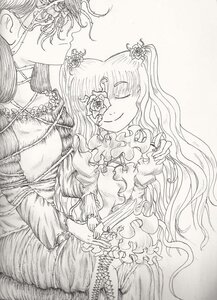 Rating: Safe Score: 0 Tags: closed_eyes dress flower frills hair_ornament image instrument kirakishou long_hair monochrome multiple_girls rose smile solo traditional_media User: admin