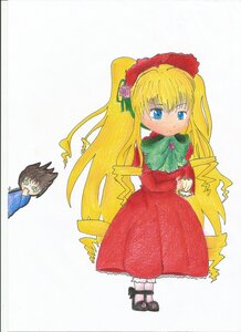 Rating: Safe Score: 0 Tags: 1boy 1girl bangs black_footwear blonde_hair blue_eyes bonnet bow bowtie dress flower full_body green_bow image long_hair long_sleeves looking_at_viewer red_dress rose shinku shoes solo very_long_hair User: admin