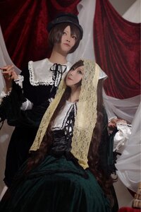 Rating: Safe Score: 0 Tags: 2girls blonde_hair blue_eyes brown_hair curtains dress hat lace lips multiple_cosplay multiple_girls short_hair tagme veil User: admin
